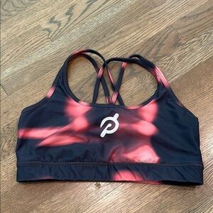 Peloton Pink and Black Racerback Sports Bra